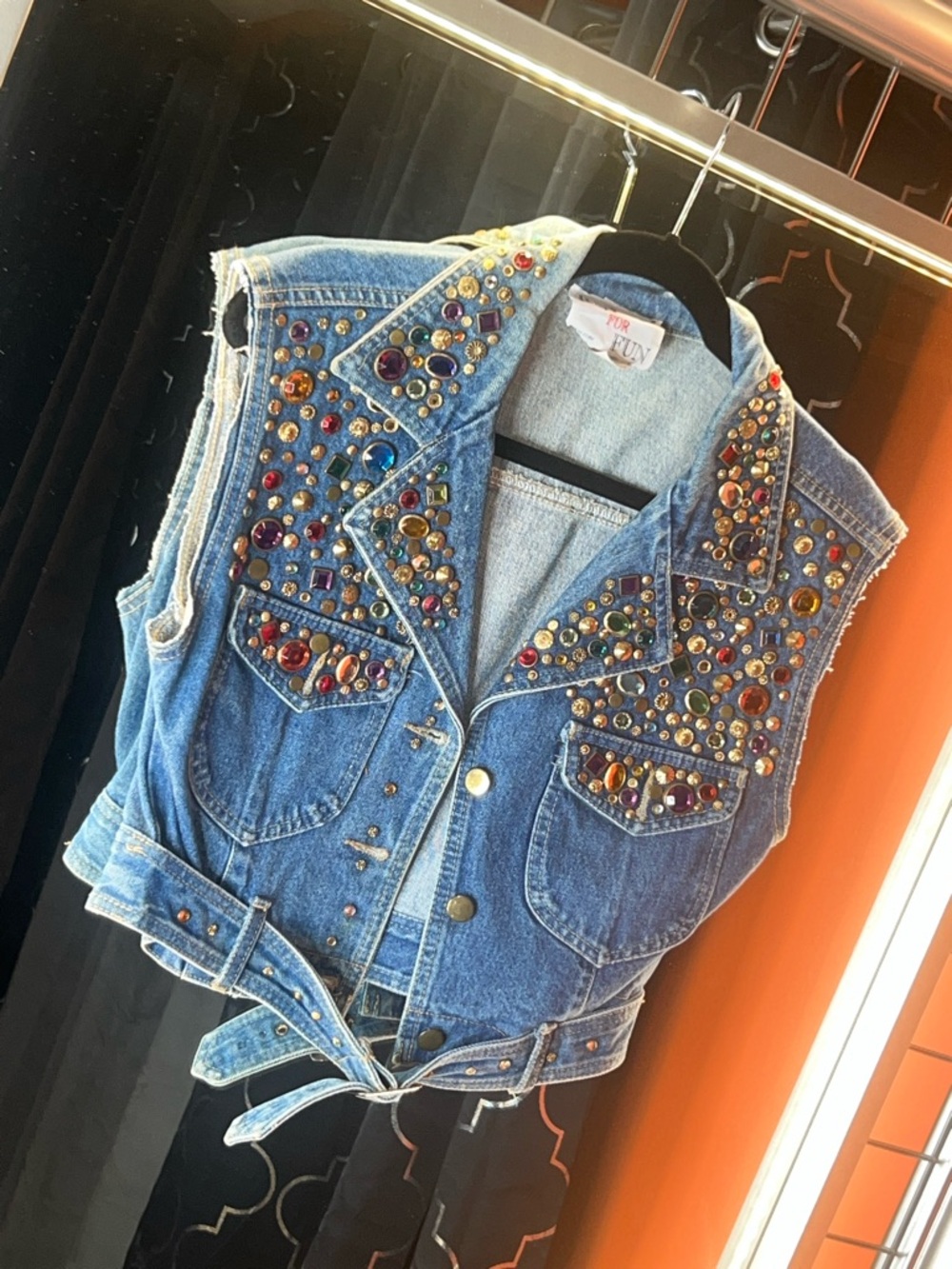 💎 INDUSTRIAL GLAM MASTERPIECE 💎 For Fun New York Riveted Denim Vest